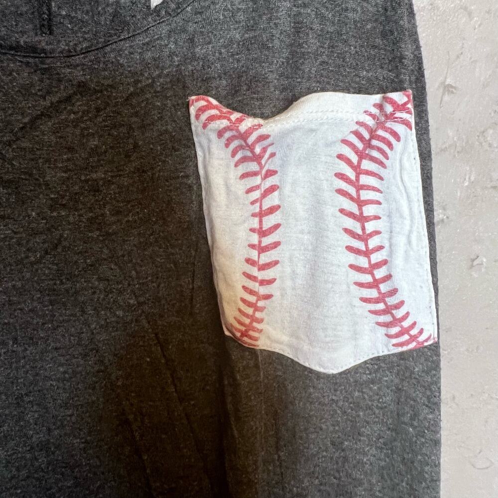 FREE KISSES Dark Gary Baseball Graphic Pocket Sleeveless Racerback Tank Medium - Picture 3 of 6